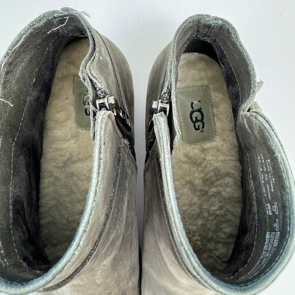 UGG Women Bellamy Ankle Boots Size 9.5 Style 1016940 Leather Sheepskin Gray - Picture 6 of 11